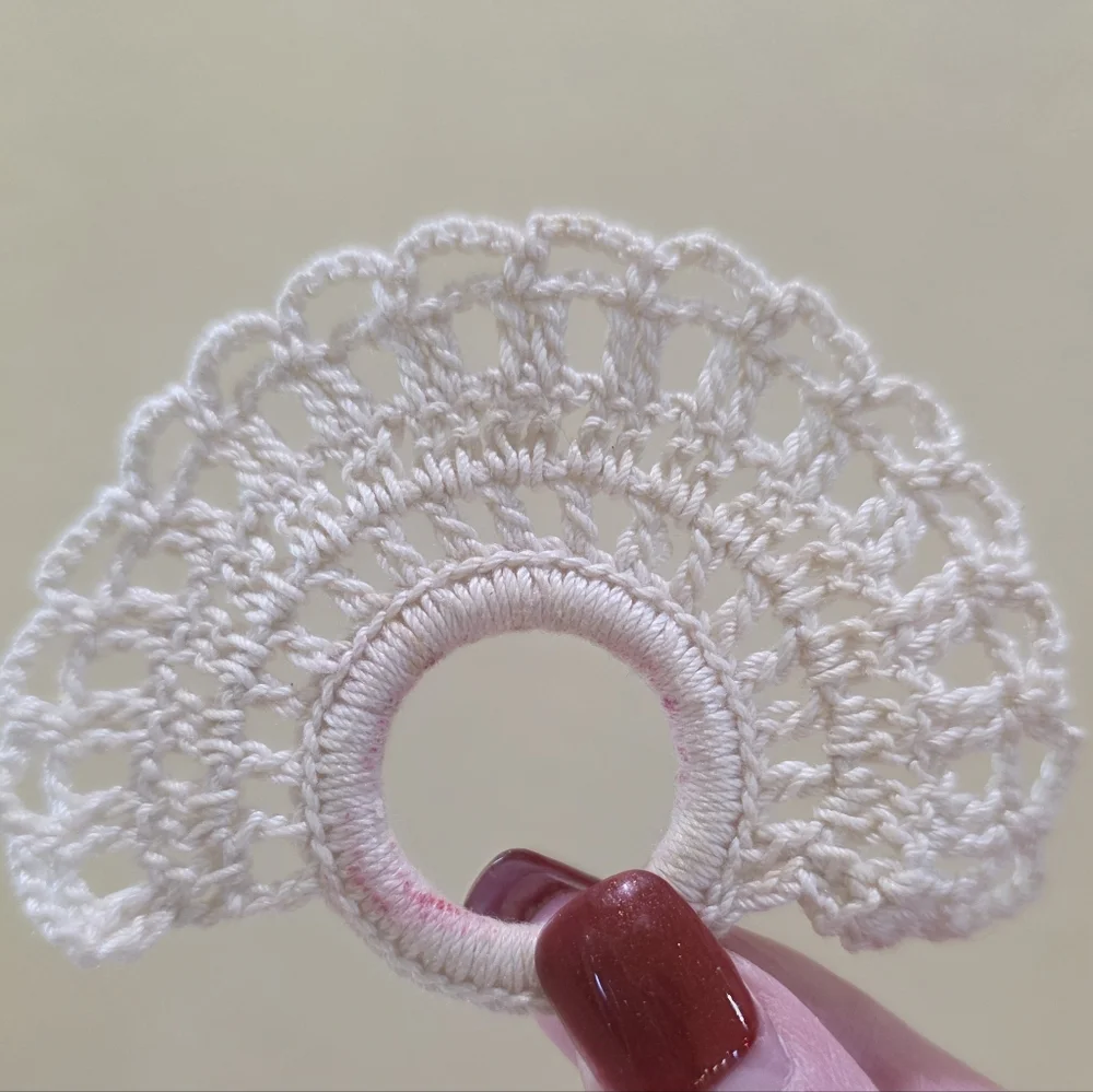 Vintage Handmade Ecru Ivory Beige Hand Crochet Napkin Rings Set of 6